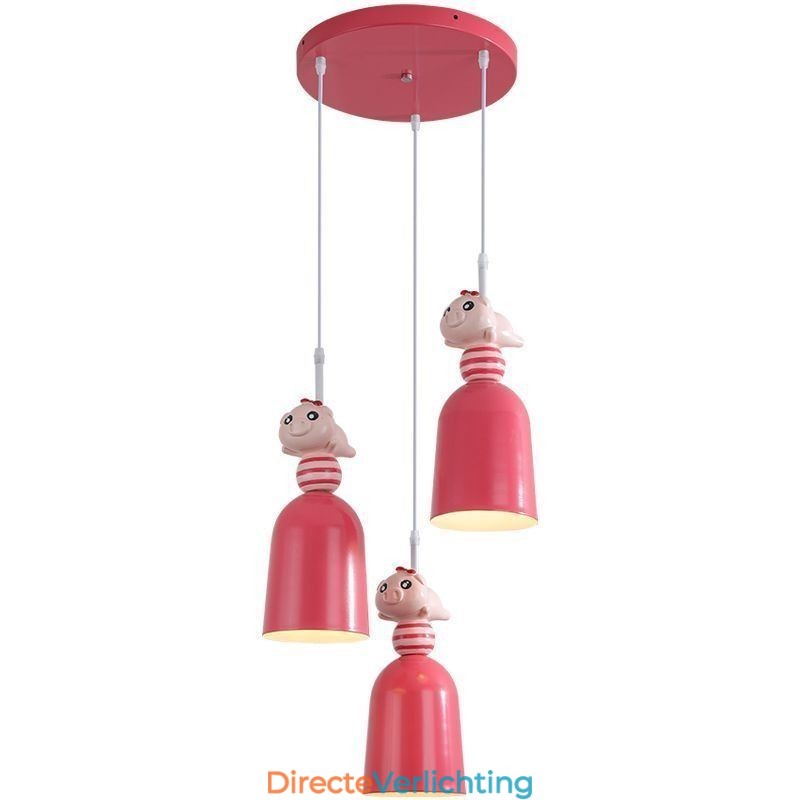 Moderne hanglamp van smeedijzer, roze hars, varkensplafondlamp