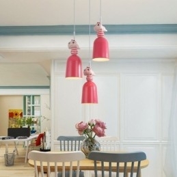 Moderne hanglamp van smeedijzer, roze hars, varkensplafondlamp