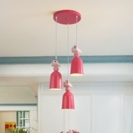 Moderne hanglamp van smeedijzer, roze hars, varkensplafondlamp