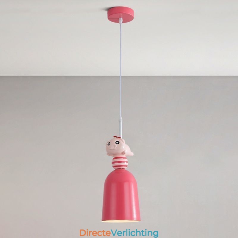 Moderne hanglamp van smeedijzer, roze hars, varkensplafondlamp