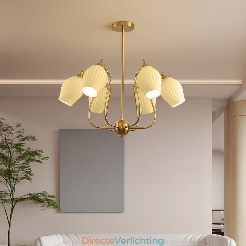 Nordic Hanglamp Creatief Smeedijzer Koper Natuurlijke Kleur Stamen Plafondlamp