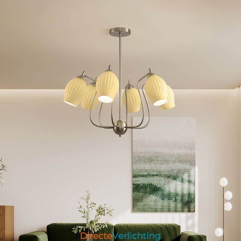 Nordic Hanglamp Creatief Smeedijzer Zand Nikkel Bloem Stamen Plafondlamp