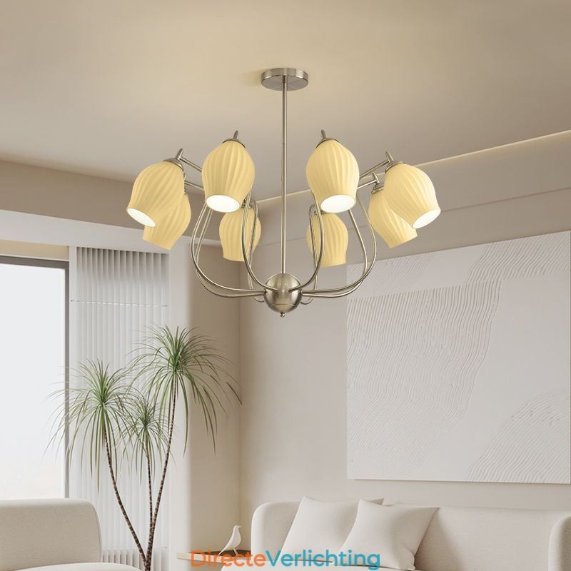 Nordic Hanglamp Creatief Smeedijzer Zand Nikkel Bloem Stamen Plafondlamp