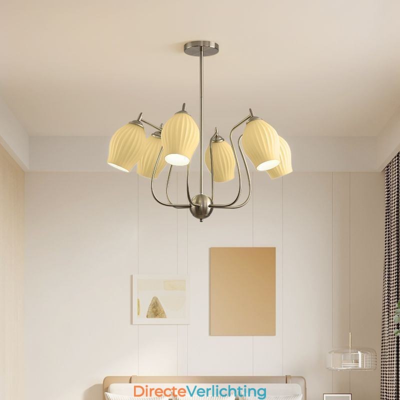 Nordic Hanglamp Creatief Smeedijzer Zand Nikkel Bloem Stamen Plafondlamp
