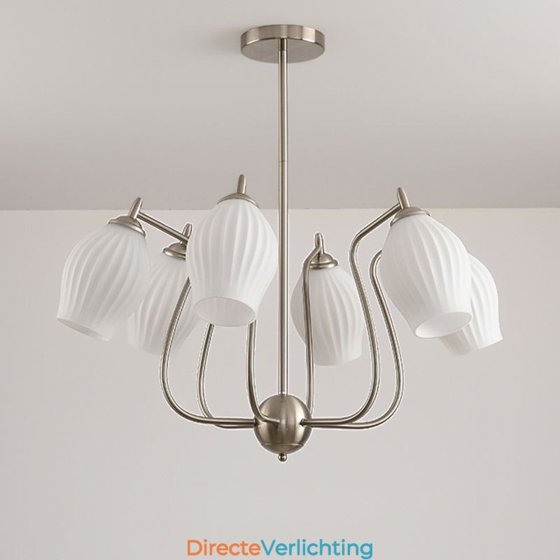 Nordic Hanglamp Creatief Smeedijzer Zand Nikkel Bloem Stamen Plafondlamp