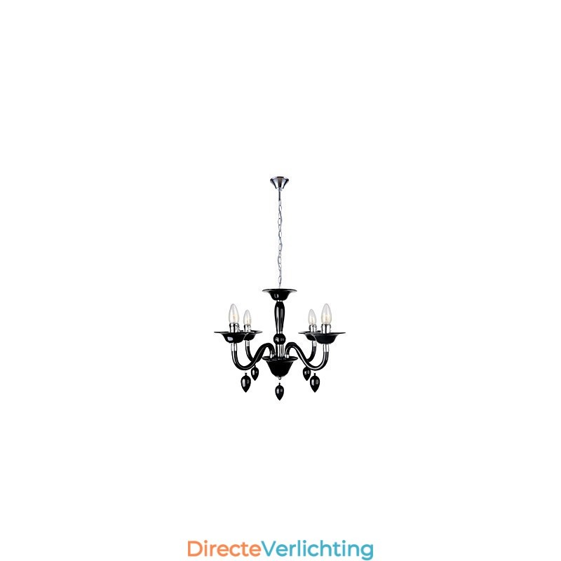 Moderne zwarte kroonluchter met 4 lampen