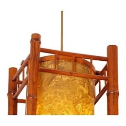 Retro Lantaarn Houten Bamboe Kroonluchter