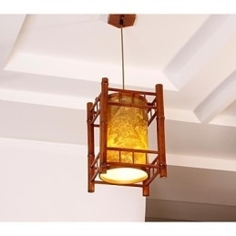 Retro Lantaarn Houten Bamboe Kroonluchter