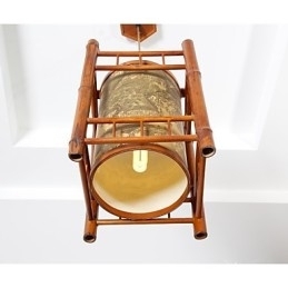 Retro Lantaarn Houten Bamboe Kroonluchter