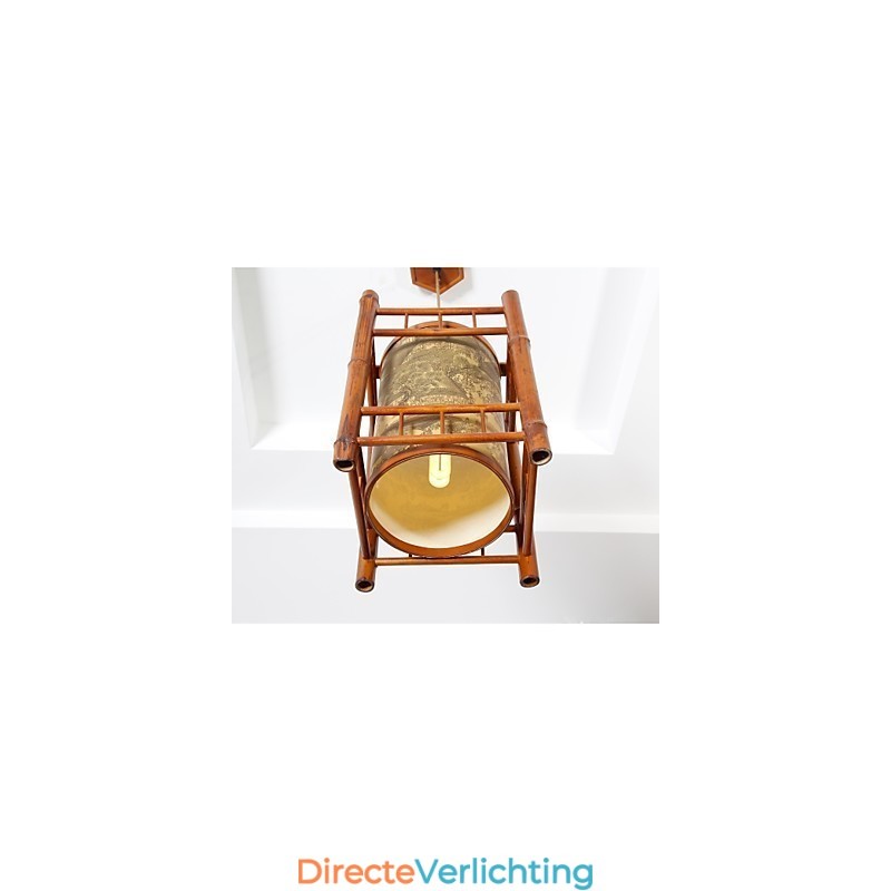 Retro Lantaarn Houten Bamboe Kroonluchter