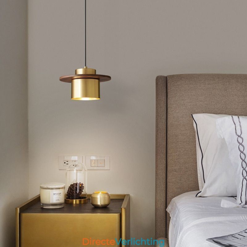Moderne hanglamp, één licht, messing hanglamp, eiland