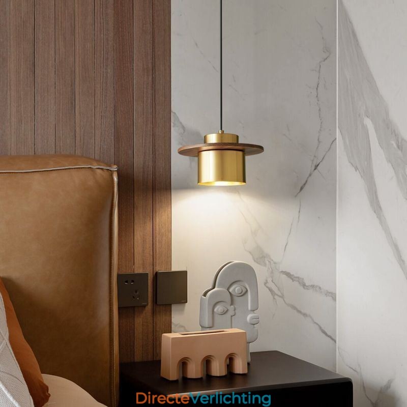 Moderne hanglamp, één licht, messing hanglamp, eiland