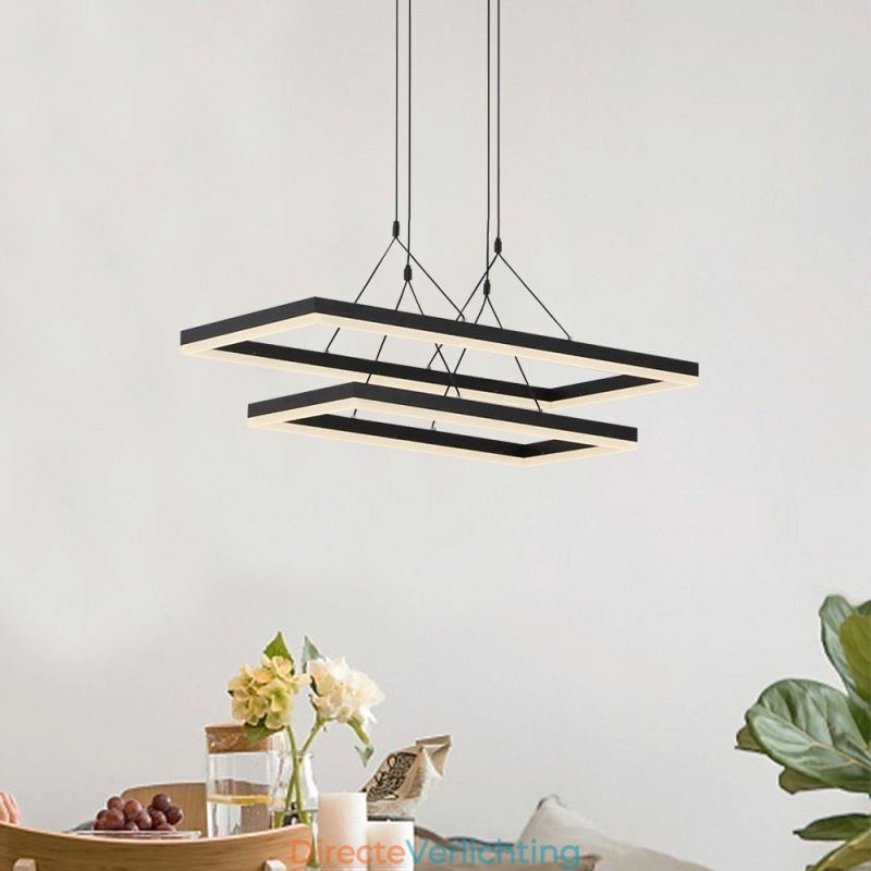 Moderne frame hanglamp acryl zwarte kroonluchter