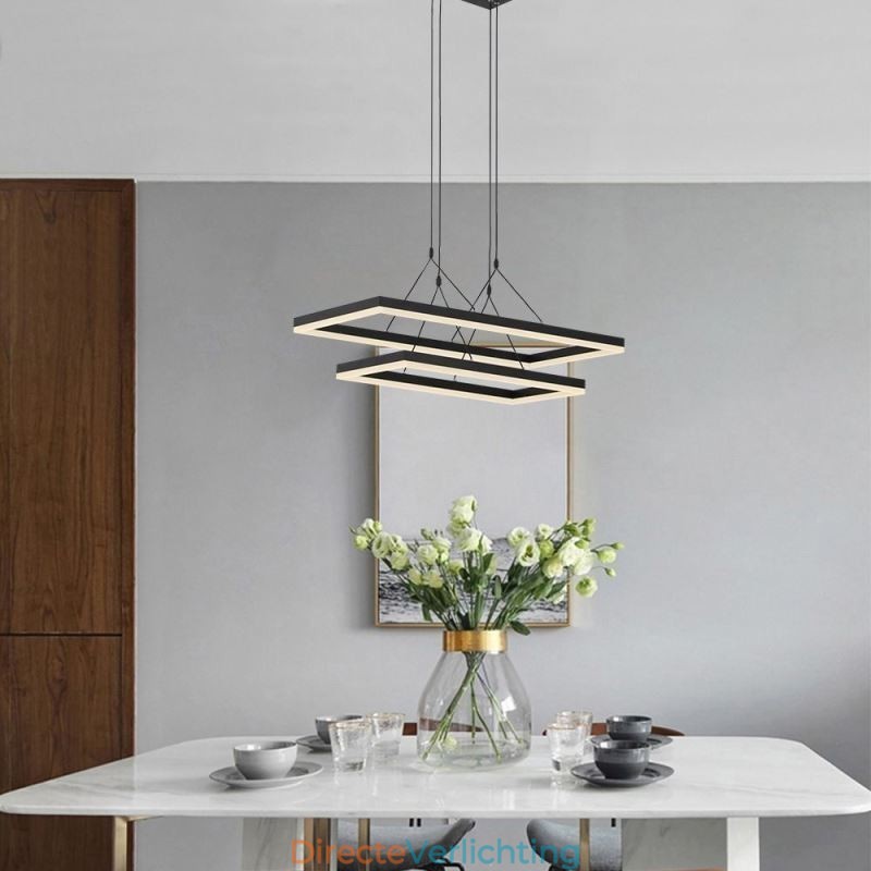 Moderne frame hanglamp acryl zwarte kroonluchter