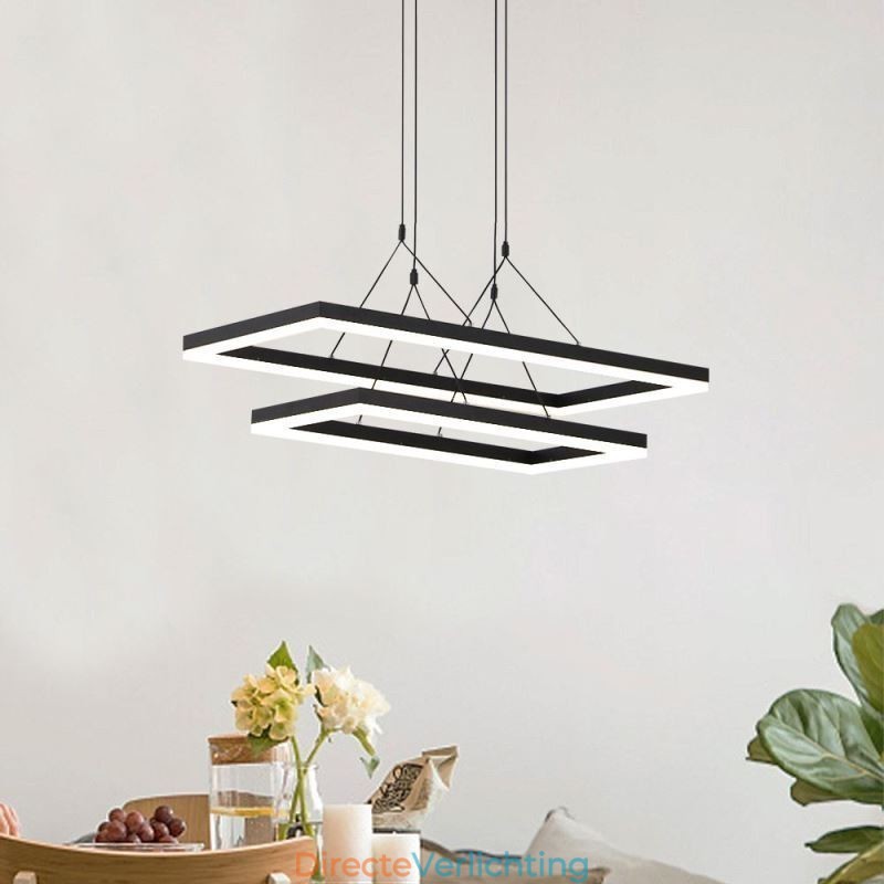 Moderne frame hanglamp acryl zwarte kroonluchter