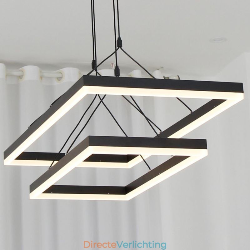 Moderne frame hanglamp acryl zwarte kroonluchter
