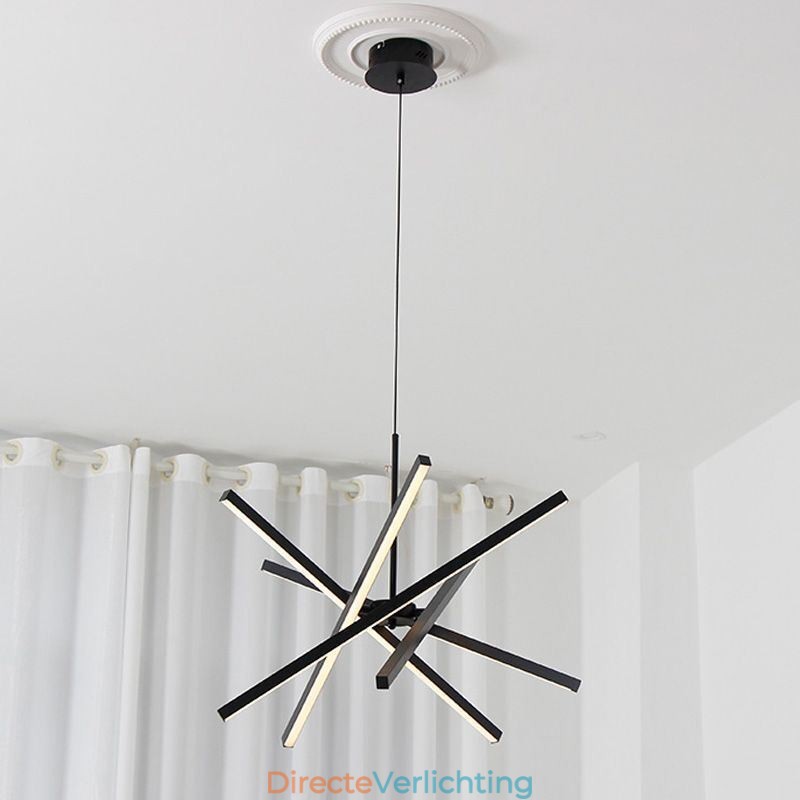Moderne hanglamp dimbaar zwart strip plafondlamp