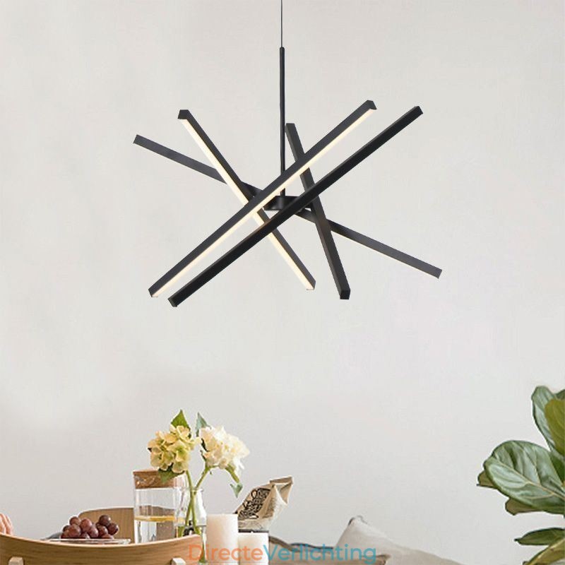 Moderne hanglamp dimbaar zwart strip plafondlamp