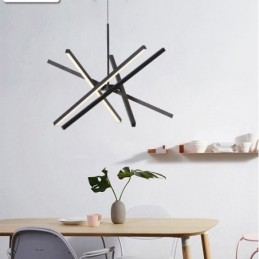 Moderne hanglamp dimbaar zwart strip plafondlamp