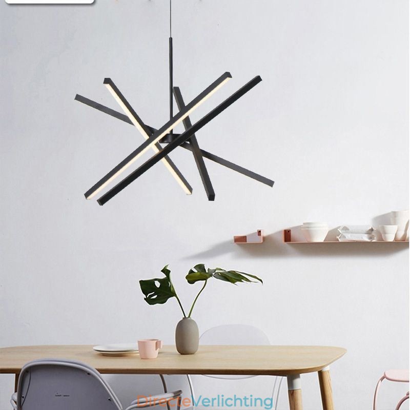 Moderne hanglamp dimbaar zwart strip plafondlamp