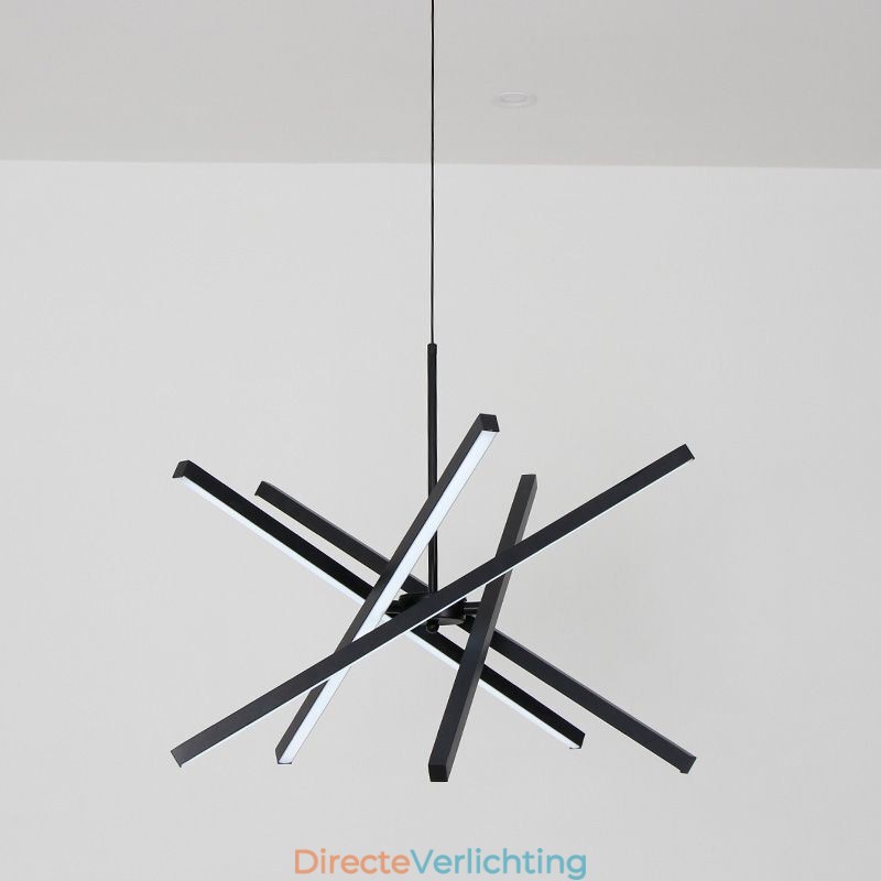 Moderne hanglamp dimbaar zwart strip plafondlamp