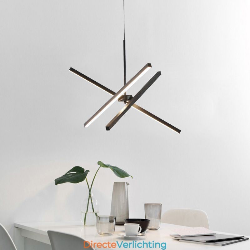 Moderne hanglamp dimbaar zwarte striplamp