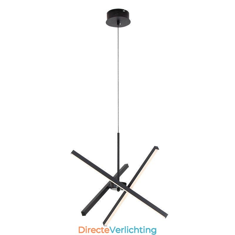 Moderne hanglamp dimbaar zwarte striplamp