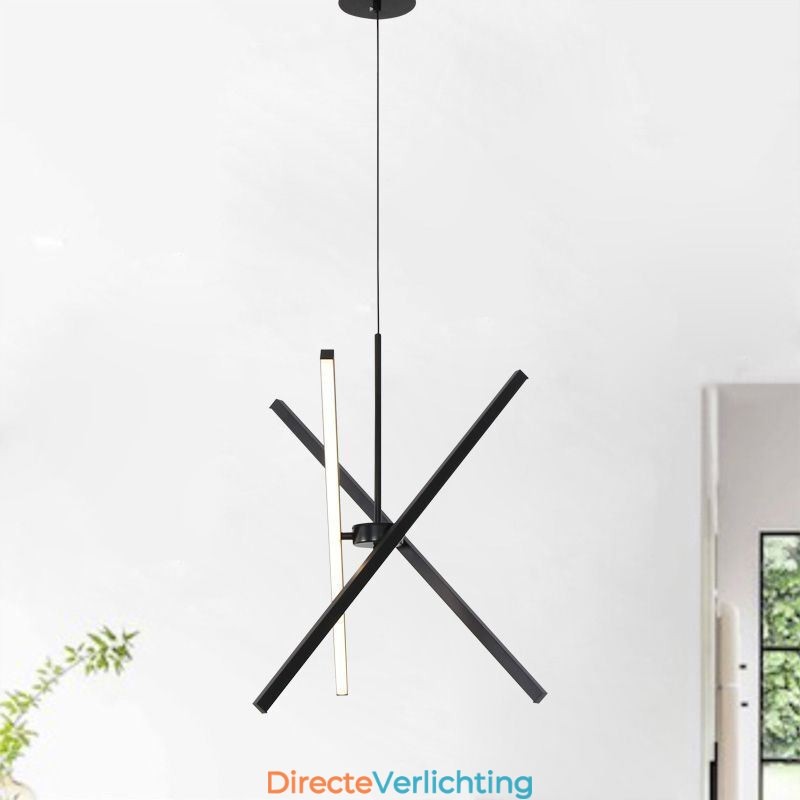 Moderne hanglamp dimbaar zwarte striplamp
