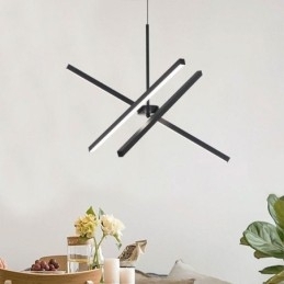 Moderne hanglamp dimbaar zwarte striplamp