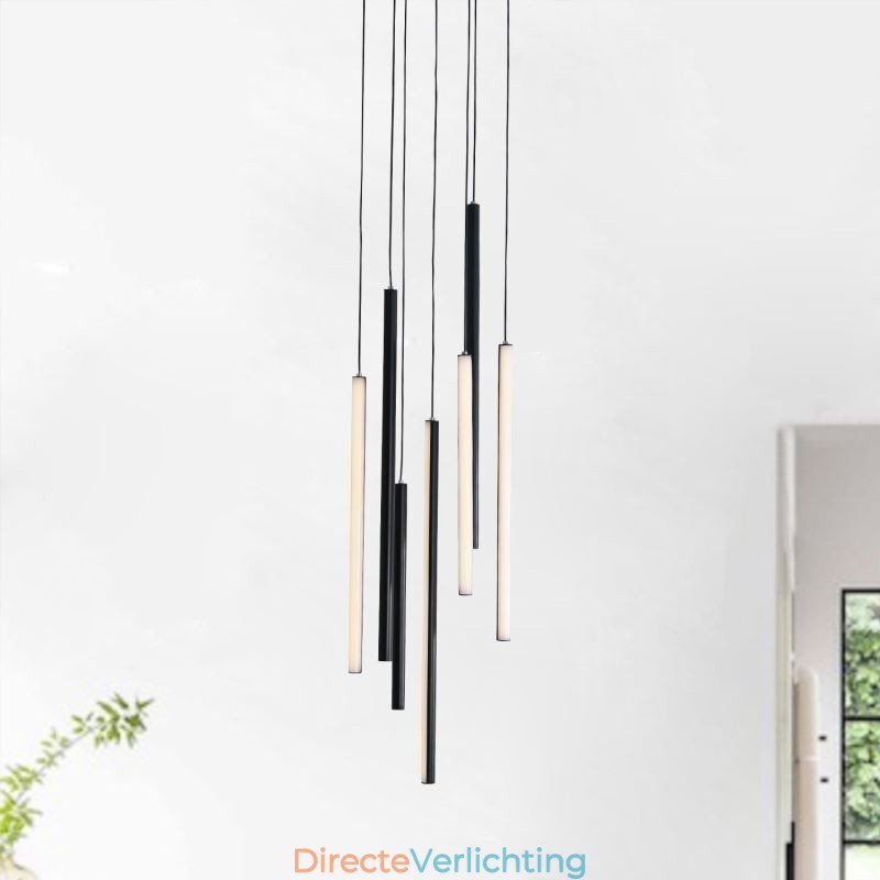 Moderne kroonluchter lange strip hanglamp duplex gebouw