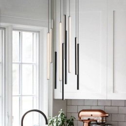 Moderne kroonluchter lange strip hanglamp duplex gebouw