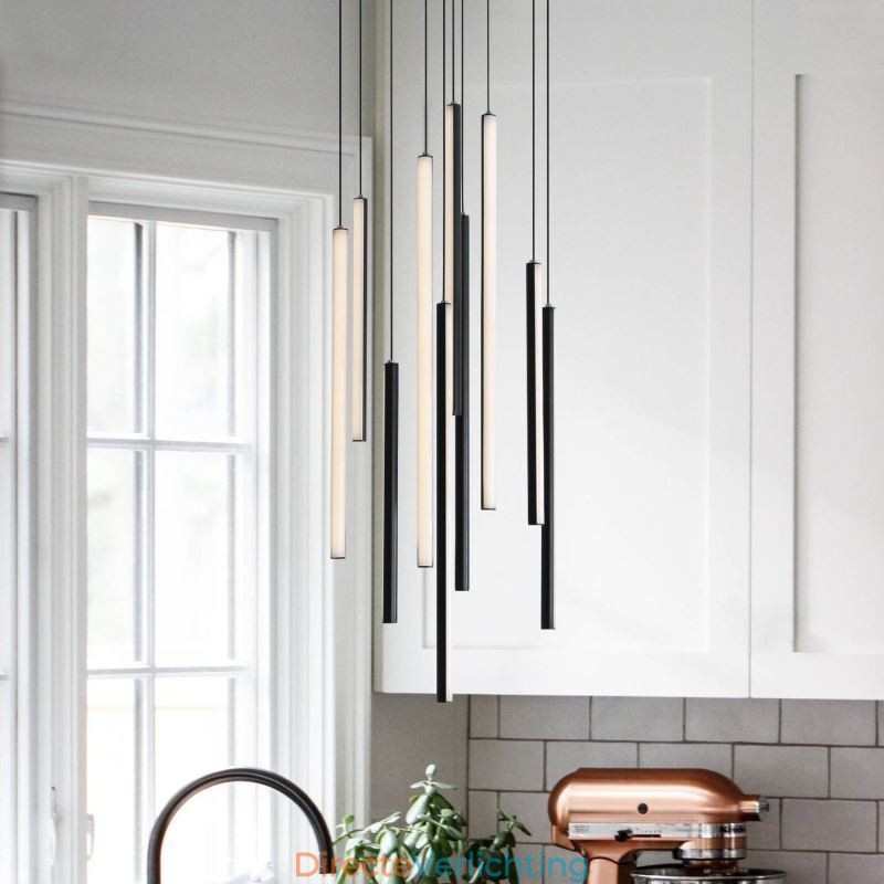 Moderne kroonluchter lange strip hanglamp duplex gebouw