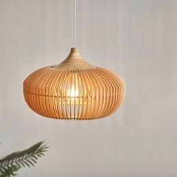 Hanglamp met houten frame, pompoenvorm kroonluchter