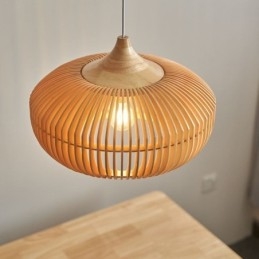 Hanglamp met houten frame, pompoenvorm kroonluchter