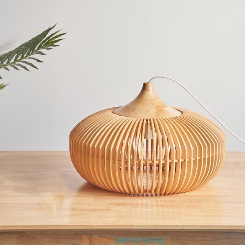 Hanglamp met houten frame, pompoenvorm kroonluchter