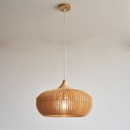Hanglamp met houten frame, pompoenvorm kroonluchter
