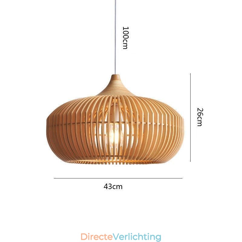 Hanglamp met houten frame, pompoenvorm kroonluchter