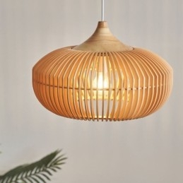 Hanglamp met houten frame, pompoenvorm kroonluchter