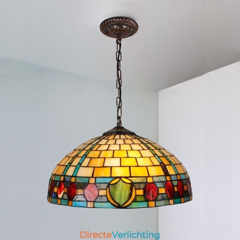 Glas-in-lood hanglamp Vintage hanglamp