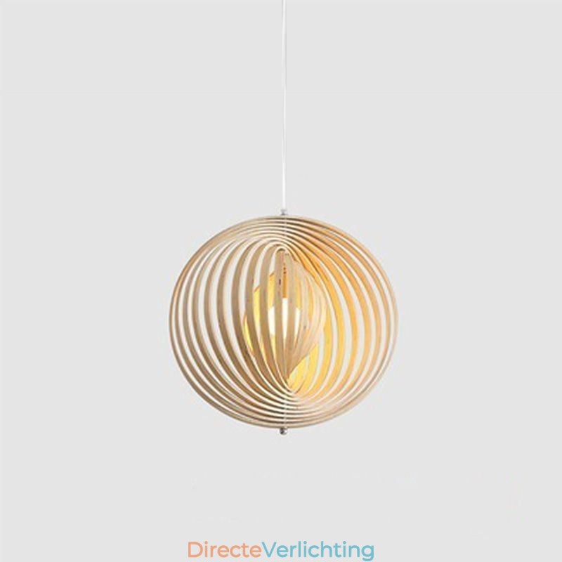 Moderne ronde bolvormige kroonluchter van lindehout