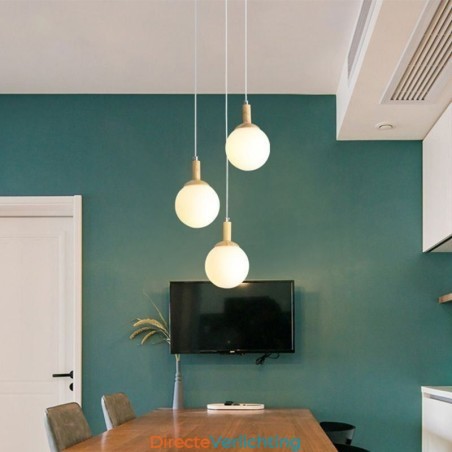 Japanse houten hanglamp, Scandinavische glazen hanglamp Japanse houten hanglamp, Scandinavische glazen hanglamp