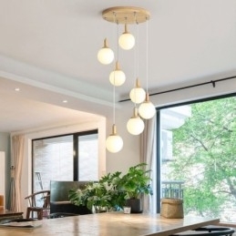 Japanse houten hanglamp, Scandinavische glazen hanglamp