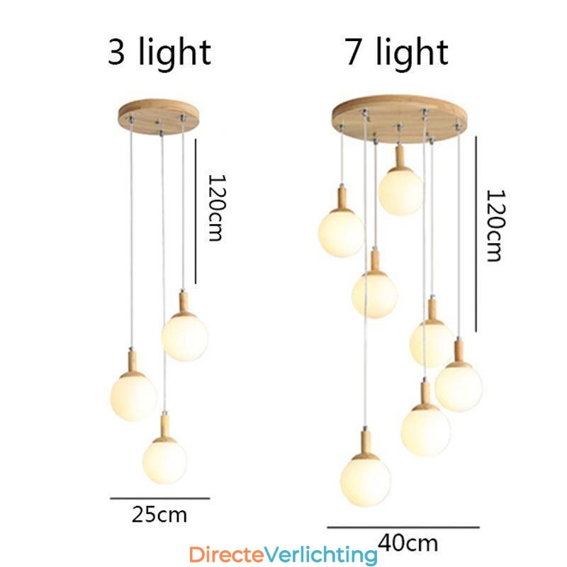 Japanse houten hanglamp, Scandinavische glazen hanglamp