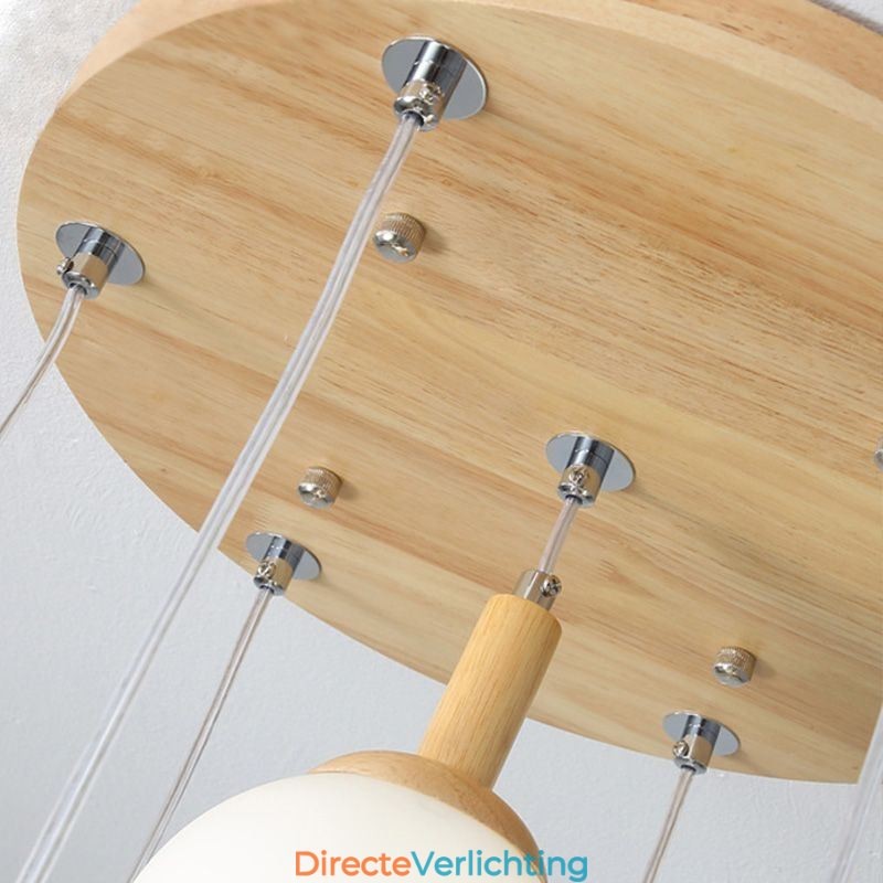 Japanse houten hanglamp, Scandinavische glazen hanglamp