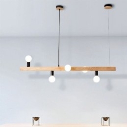 Japanse houten hanglamp molecuul kroonluchter
