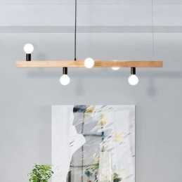 Japanse houten hanglamp molecuul kroonluchter