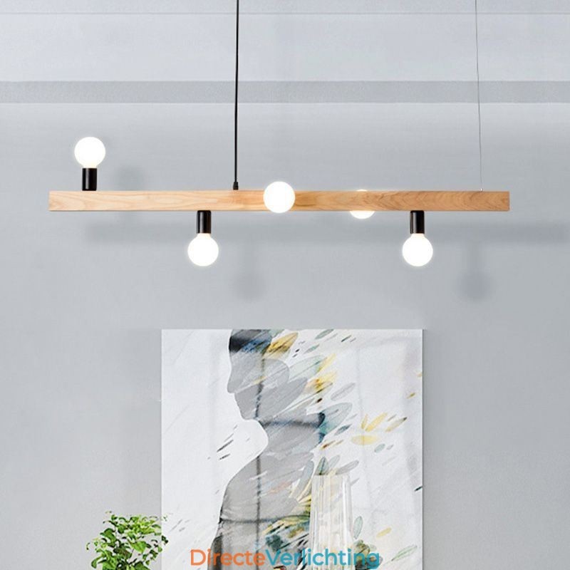 Japanse houten hanglamp molecuul kroonluchter