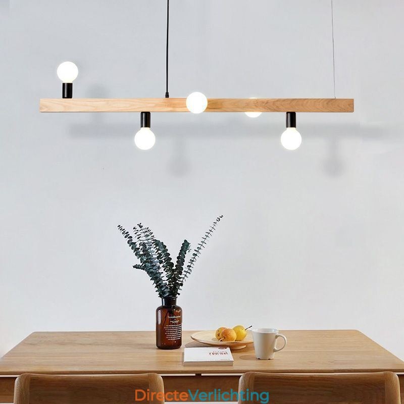 Japanse houten hanglamp molecuul kroonluchter