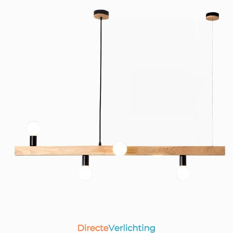 Japanse houten hanglamp molecuul kroonluchter
