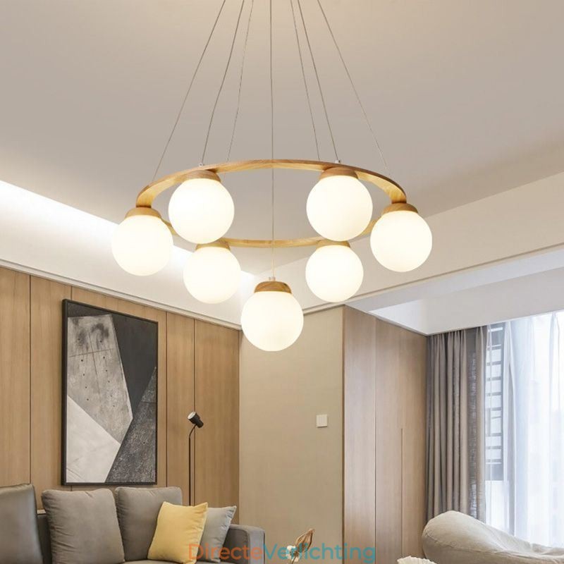 Japanse houten kroonluchter molecuul hanglamp
